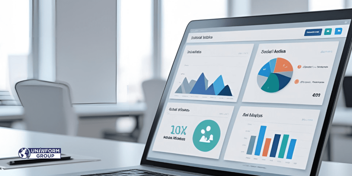 Dashboard di marketing digitale con grafici KPI e analisi dati per performance marketing.
